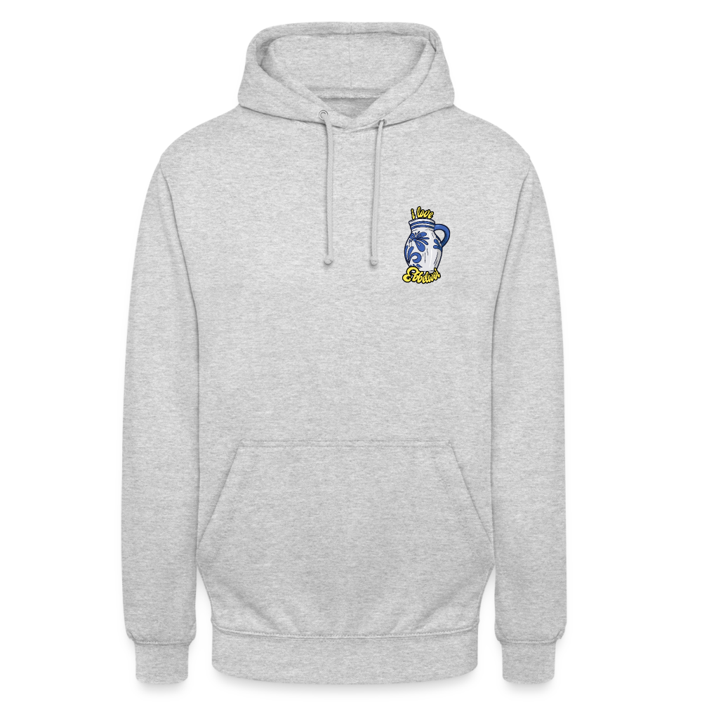 Unisex Hoodie "i love Ebblwoi" - Hellgrau meliert