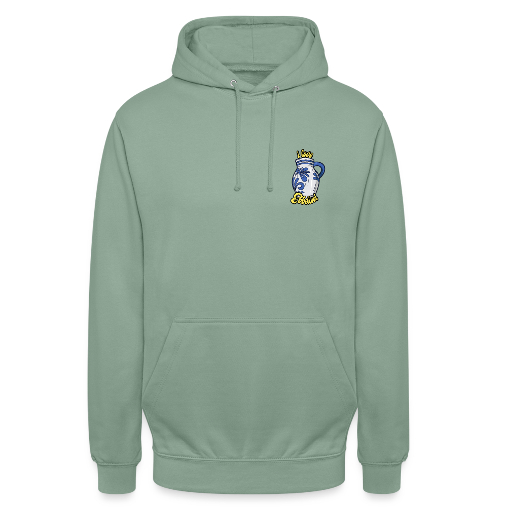 Unisex Hoodie "i love Ebblwoi" - Graugrün